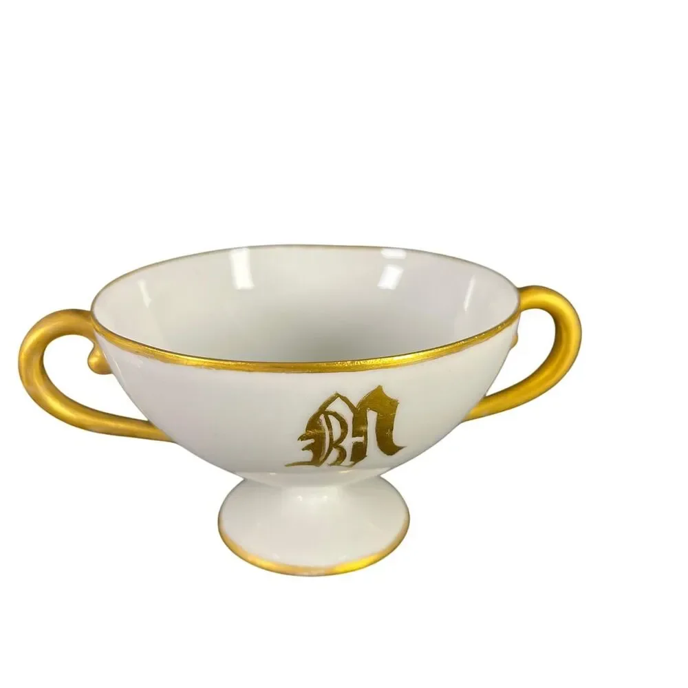 Antique Carl Tielsch (C.T.) Altwasser Monogrammed Bouillon Cups Germany Silesia